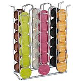 Relaxdays capsulehouder - compatibel met Dolce Gusto - 32,5 x 26,5 x 9,5 cm - voor 36 cups - metaal - zilver