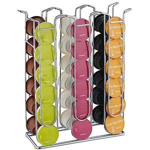Relaxdays capsulehouder - compatibel met Dolce Gusto - 32,5 x 26,5 x 9,5 cm - voor 36 cups - metaal - zilver