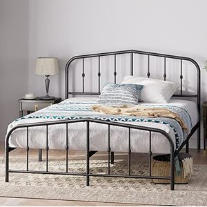 Zinus Heidi Bed 180 x 200 cm - hoogte 31 cm met opbergruimte onder het bed - metalen bedframe met hoofdeinde en voeteneinde - zwart