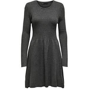 ONLY Onlalma L/S O-hals jurk Knt Noos Damesjurk, donkergrijs gemêleerd