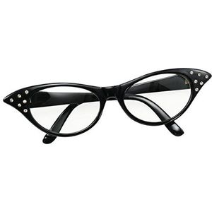 Bristol Novelty BA142B bril in de stijl van de jaren '50, zwart, dames, Eén maat