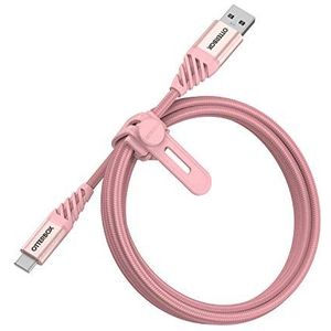 OtterBox USB A-C 1 m versterkte gevlochten kabel, Performance Plus-serie, roze/goud