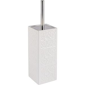 WENKO Cordoba Toiletborstel, keramiek, wit, siliconen, 35 x 9,5 x 9,5 x 9,5 cm