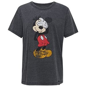 Recovered Disney Mickey Mouse Shy Slim Fit T-shirt voor dames, antraciet, Meerkleurig
