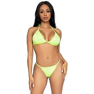 Leg Avenue Domino Bikini Set voor dames, citroengroen, S, Kalk