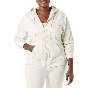 Amazon Essentials Dames fleece hoody met rits en lusstoffen hoodie, havermout gemêleerd, maat XL (verkrijgbaar in grote maten)