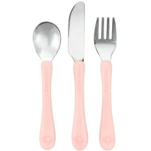 Green Sprouts® Stainless Steel & Sprout Ware® Kids' Cutlery, 12mo+, Plant-Plastique, Dishwasher Safe, Ergonomic, Tested for Hormones - Light Grapefruit