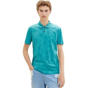 TOM TAILOR Denim 1036400 Poloshirt voor heren, 32124 - Green Soft Batik Print