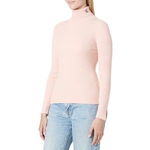 Calvin Klein CK Getailleerde trui met rolkraag, Pink Blush, XS dames, Pink Blush, XS, Pink Blush