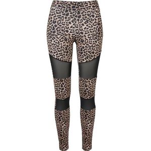 Urban Classics Technische AOP dames mesh leggings, Luipaard effect