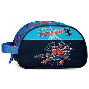 Marvel Spiderman Totally Awesome Toilettas, aanpasbaar, blauw, 24 x 14 x 10 cm, polyester, blauw, Neceser aanpasbaar, aanpasbaar, Blauw, Aanpasbaar etui