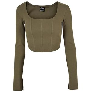 Urban Classics - Short Rib Corsage Longsleeve top Olijfgroen