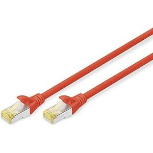 DIGITUS Cat 6A LAN-kabel, 2 m, RJ45, netwerkkabel, S/FTP, afgeschermd, Cat-6 & Cat-7, rood