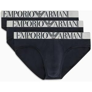 EMPORIO ARMANI Set van 3 logo-onderbroeken van glanzend stretchkatoen, verpakking van 3 stuks (3 stuks), marineblauw/marineblauw