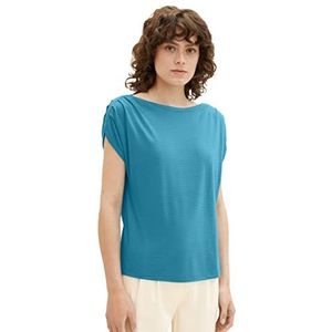 TOM TAILOR T-shirt basique pour femme avec structure, 31668 - Vert pétrole, M