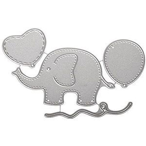 Rayher Hobby 59241000 baby snijsjablonen olifant, ballon, hart, touw, metaal/staal, 4 snijsjablonen voor het snijden van 2,1 tot 8,5 cm, 4 stuks