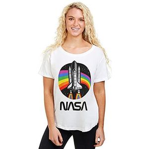 Nasa Rainbow T-shirt dames, Wit.