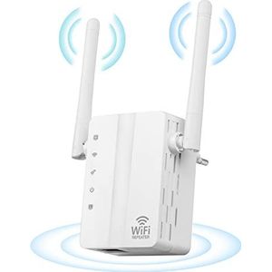 Maxesla Wifi-signaalversterker, wifi-repeater, 300 Mbps, wifi-versterker, 2,4 GHz, met Ethernet WAN/LAN, ondersteuning voor dubbele AP/repeater, wifi-uitbreiding