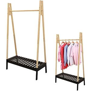 HOME DECO FACTORY - HD6156 - kledingrek van hout, zwart, 100 x 46 x 170 cm, meubels voor kledingrekken, kleding