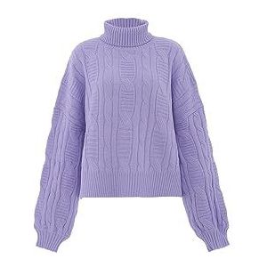 Aleva Dames vintage twist top rolkraag acryl zachte lavendel maat M/L pullover sweatshirt, M, zachte lavendel, M, Zoete lavendel, M