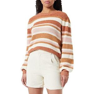 ONLY Onlalvi Ls Stripe O-Neck Cc KNT Pull en tricot pour femme, Sierra/rayures : marron sucre/rose fumé/tofu, XL