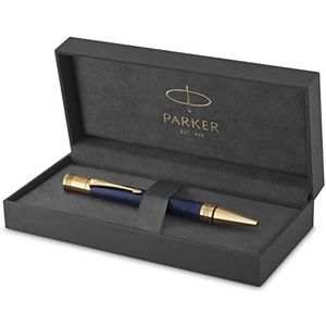 Parker Duofold balpen | Prestige Blue Chevron | navulinkt zwart met medium punt | premium geschenkdoos