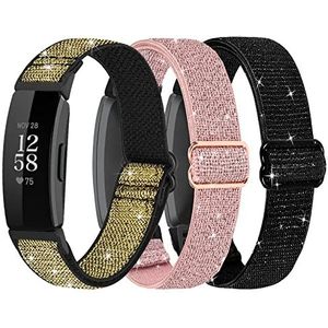 3 stuks elastische nylon horlogebandjes compatibel met Fitbit Inspire 2/Inspire HR/Inspire/Ace 2 polsbandjes, zachte verstelbare reservebandjes voor Fitbit Inspire activiteitentracker voor dames en