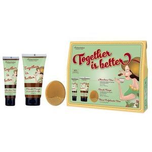 L'Herboristica Athena's | Together is Better, set met regenererend gezichtsmasker met cacaopoeder, 50 ml, lichaamsscrub met koffiepellets, 150 ml, gezichtsscrubschijf, gemaakt