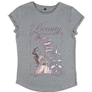 Disney Beauty & The Beast-Beauty Books shirt met lange mouwen voor dames, grijs.