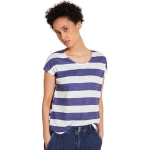 Street One T-shirt LS Two-Color Stripemix pour femme, Bleu eau profonde., 46
