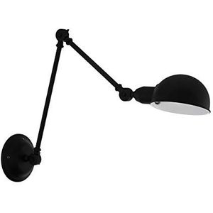 EGLO Wandlamp Exmoor 1-lichts, vintage, industrieel, retro, stalen wandlamp voor binnen, voor woonkamer/hal, in zwart, E27-fitting
