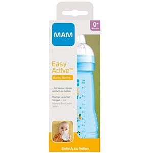 MAM 6748221120 Easy Active babyflesje (270 ml), babyfles met MAM-speentje in maat 1 gemaakt van SkinSoft siliconen, drinkflesje met ergonomische vorm, vanaf 0+ maanden, blauw