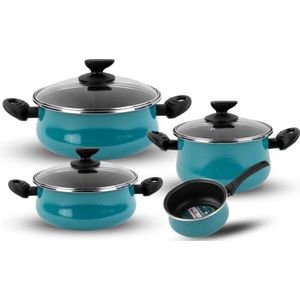 MAGEFESA Country Emaille stalen batterij, geschikt voor alle warmtebronnen, inclusief inductie, watergroen, 24 cm