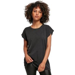 Build Your Brand Dames T-shirt met uitgebalanceerde schouders, zwart, M, zwart.