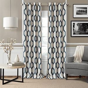 Elrene Home Fashions Renzo Ikat venster gordijn linnen met geometrisch patroon, 132,1 x 213,4 cm (1, indigo)