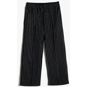 Koton Pantalon en tissu pour fille avec poches côtelées et taille élastique, Bleu marine à rayures (7s2), 13-14 Jahre