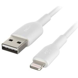 Belkin Lightning-kabel (Boost Charge Lightning naar USB-kabel voor iPhone, iPad, AirPods, MFi-gecertificeerde oplaadkabel voor iPhone, wit, 2 m)