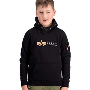 ALPHA INDUSTRIES Alpha Label Kinderhoodie met capuchon voor kinderen, uniseks, 03-Zwart