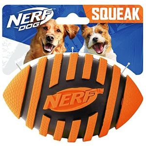 Hasbro Nerf Rubberen voetbalspeelgoed voor honden met spiraalpieper, licht, duurzaam en waterdicht, diameter van 15 cm voor middel/breed, enkele eenheid, oranje (8915)