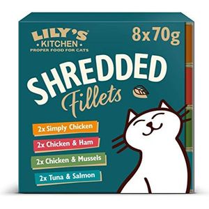 Lily's Kitchen Shredded Meisjes, multipack van bouillon voor katten, 4 x 8 x 70 g
