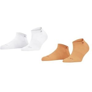 Burlington Everyday Sneaker 2 stuks damessokken, katoen, wit, zwart, meer lage kleuren, kort, dun, zomer, zonder patroon, eenheidsmaat, cadeau-idee, 2 paar, Oranje (Papaya Orange) 8995