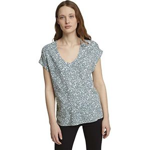 TOM TAILOR Denim hemd dames, Blauwe minerale bloem (26501)