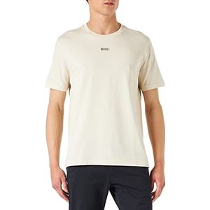 BOSS Uniseks katoenen stretch T-shirt met veelkleurig logo, wit open 131
