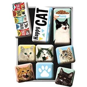 Nostalgic-Art 83093 Animal Club Happy Cats, magneetset, 9-delig