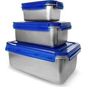 XSQUO Useful Tech Bento-lunchbox van roestvrij staal 316, geschikt voor magnetron, oven, vitro en koelkast, 32800 ml, 1400 ml, 600 ml, Vital Tools Bento-serie