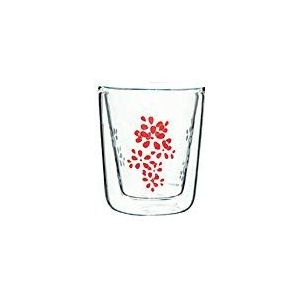 Zak Lily dubbelwandig glas, 7,5 cl, rood/wit