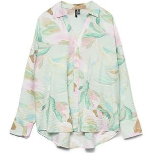 VERO MODA Vmjosie Ls Oversize Shirt Wvn Ga Vmjosie Ls Wvn Ga Oversized T-shirt voor dames (1 stuk), Birds Egg Green, S