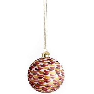 Holmegaard, Design kerstbal van mondgeblazen borosilicaatglas met rode punten Ø 8 cm