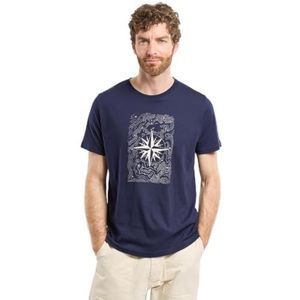 Armor Lux T-Shirt à Manches Courtes imprimé en Coton léger col Rond Homme, Pointcardinaux/Marine Deep, XL