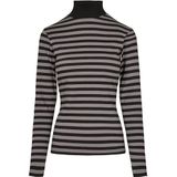 Urban Classics Y/D T-shirt dames tortuellkraag L/S, asfalt/zwart